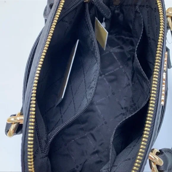 Michael Kors Jet Set Travel Medium Saffiano Leather Dome Satchel Black - Picture 5 of 16